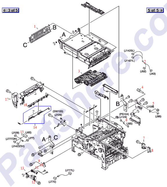 HP parts picture diagram for RM1-1381-020CN, RM1-1368-000CN, RM1-1371-000CN, WS9-0255-000CN, RC1-0462-000CN, RL1-0434-000CN, RL1-0436-000CN, RC1-2864-000CN, RM1-1368-000CN-R, RM1-1380-000CN-R, RM1-1371-000CN-R, RM1-1381-020CN-R, RC1-2823-000CN, RC1-2827-000CN, RC1-2828-000CN, RC1-2833-000CN, RC1-2911-000CN, RC1-3041-000CN, RC1-3090-000CN, RM1-1380-000CN-C, RM1-1368-000CN-C, RM1-1371-000CN-C, RM1-1381-020CN-C, RM1-1380-000CN